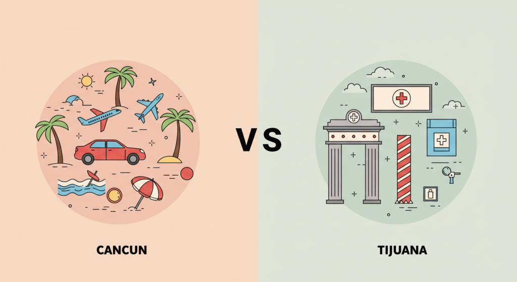 Visual comparison of Cancun and Tijuana for medical tourism Cancun keyword optimization