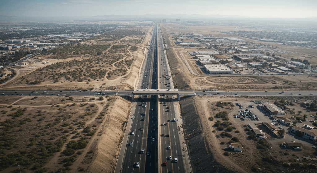 Aerial view of San Diego–Tijuana border crossing highlighting medical tourism accessibility.