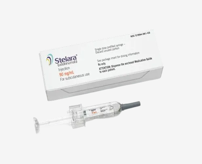 Stelara Assistance Program – prefilled Stelara syringe 90 mg/mL (ustekinumab) with outer box