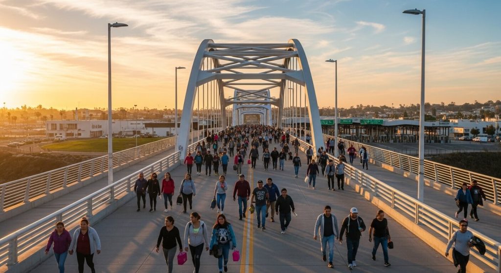 Pharmacist in Tijuana handing a sealed prescription bag to a traveler, representing reliable medical tourism Tijuana Mexico pharmacy assistance.