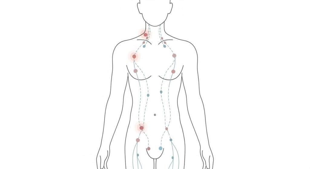 Lymphoma symptoms with swollen lymph nodes illustration