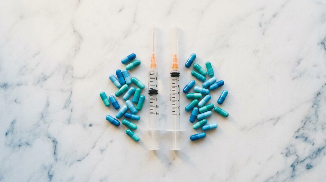 Two medical vials side by side representing a comparison of lupus biologic treatments