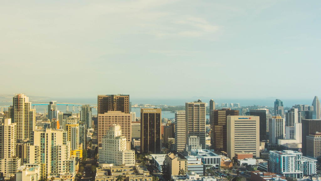 Medical tourism in Tijuana: the San Diego skyline, the U.S. gateway to the Tijuana border