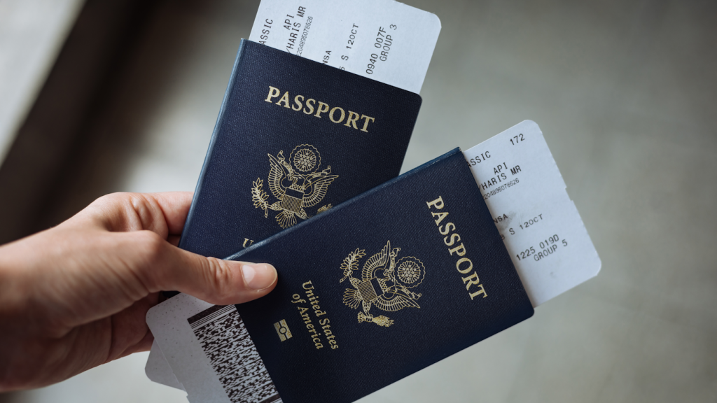 A traveler with U.S. passports before picking up prescription medication in Tijuana